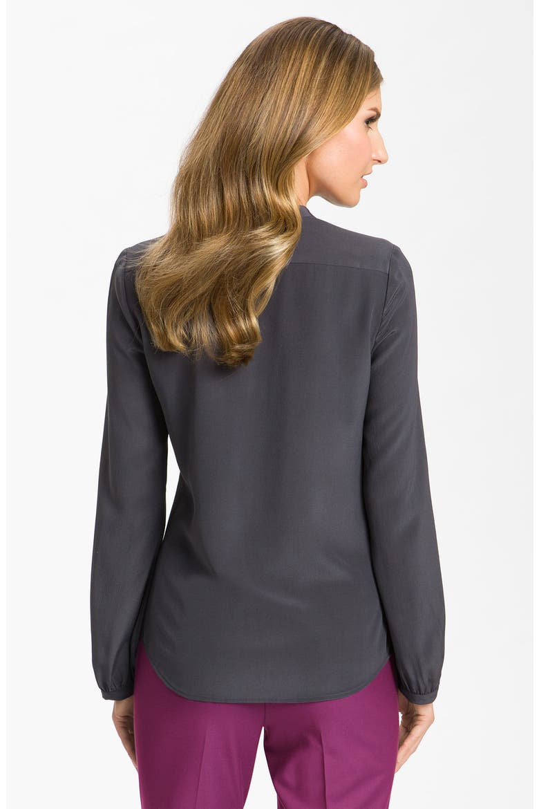 'Novita' Ruffle Silk Blouse, Alternate, color, GREY STONEHEDGE