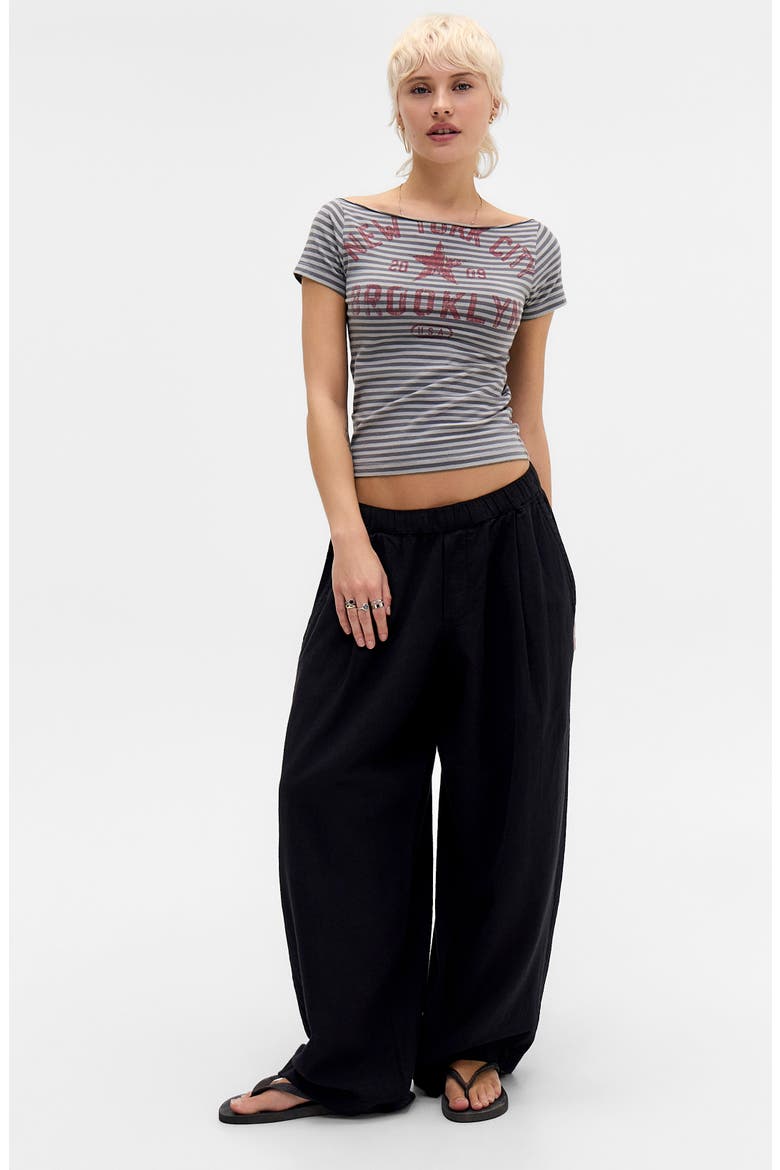 Bobbi Pleated Linen Cocoon Pants, Alternate, color, BLACK