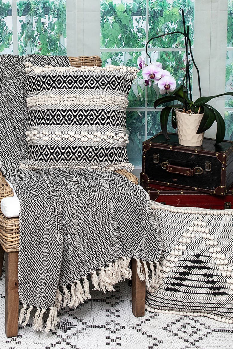 Sasha Casual Beige 52" x 67" Woven Handloom Throw, Alternate, color, BEIGE