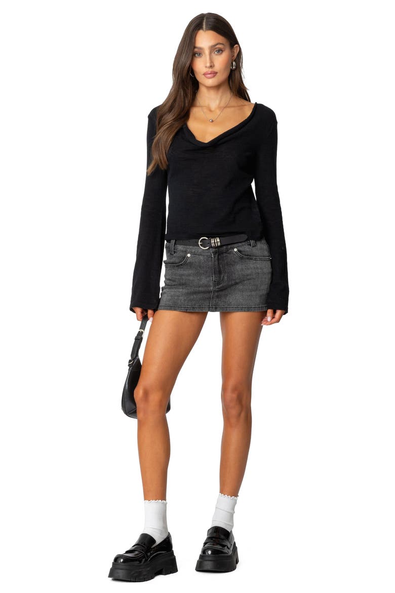 Amira Cowl Neck Sweater, Alternate, color, BLACK