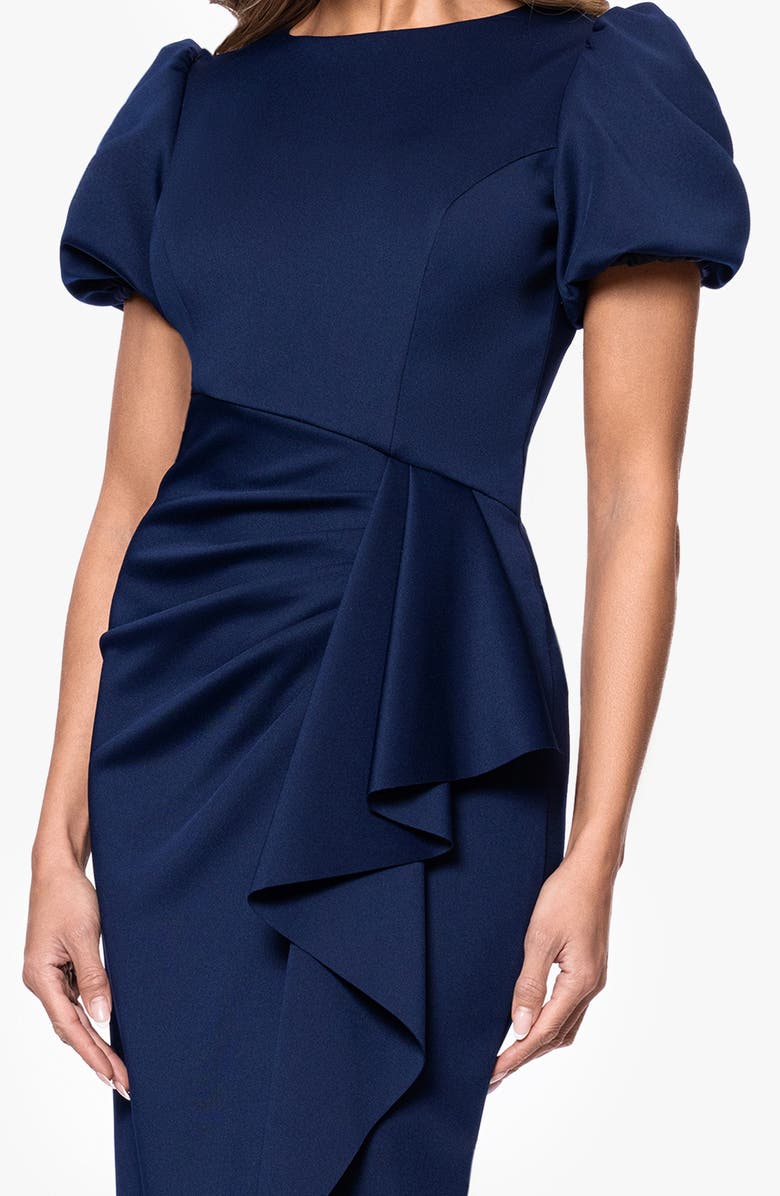 Xscape Evenings Puff Sleeve Sheath Cocktail Dress, Alternate, color, Midnight