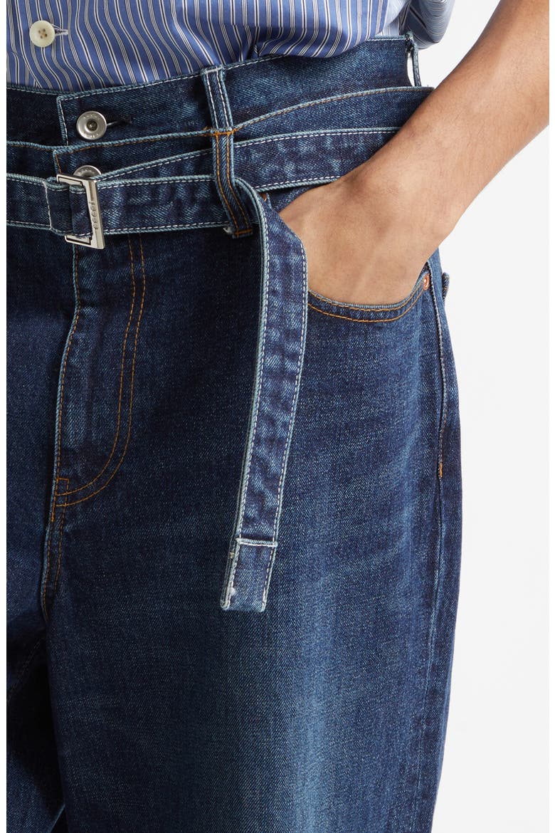 Belted Denim Pants, Alternate, color, BLUE