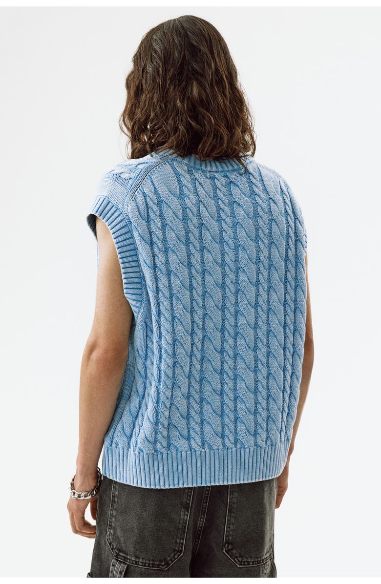 H&M Relaxed Fit Cotton Sweater Vest, Alternate, color, Light Dusty Blue