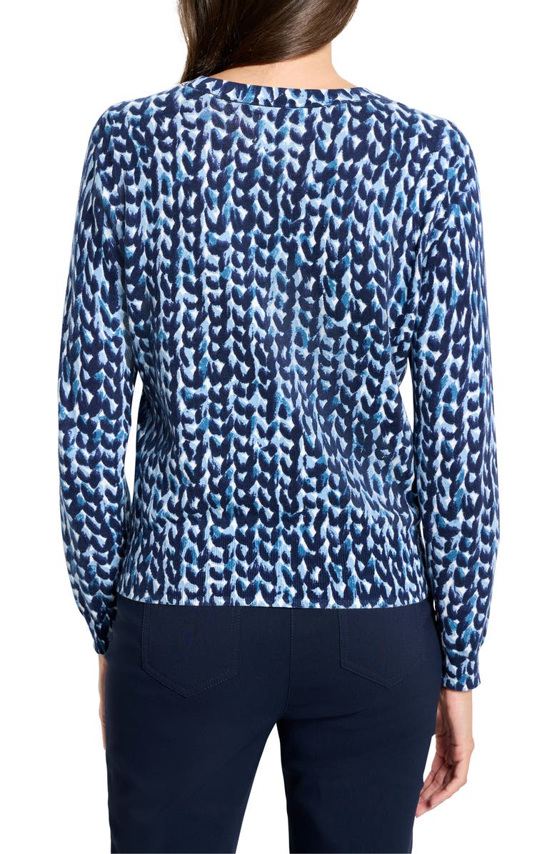 NIC+ZOE Geo Print Crewneck Cotton Sweater, Alternate, color, Blue Multi