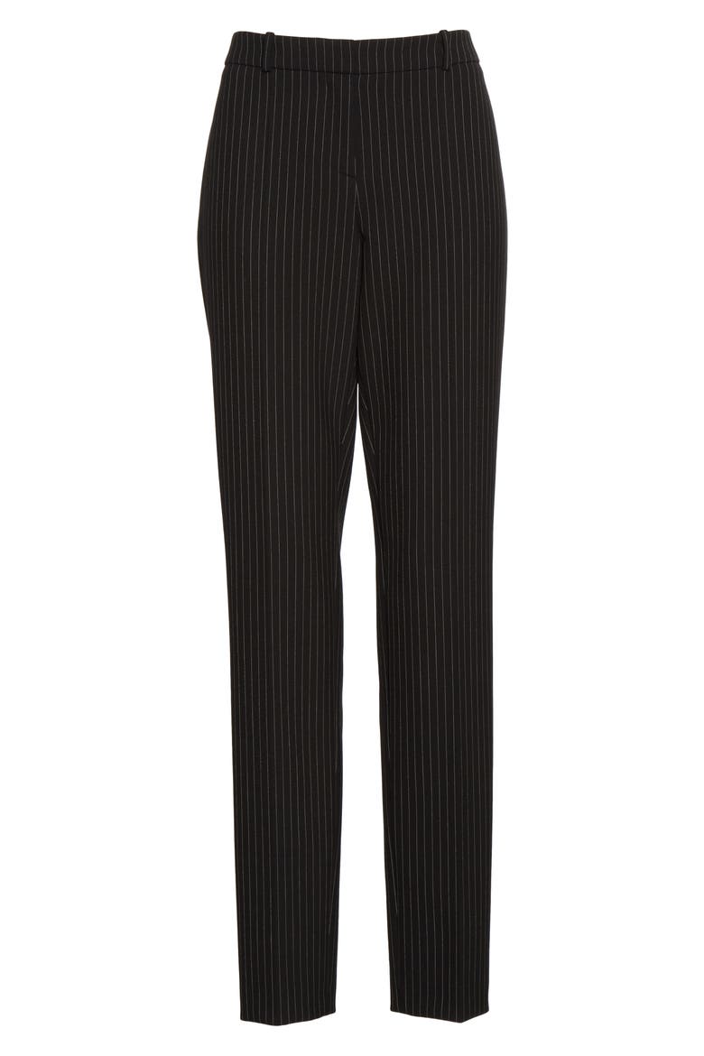 Tiluna Pinstripe Tapered Leg Ponte Trousers, Alternate, color, BLACK PINSTRIPE
