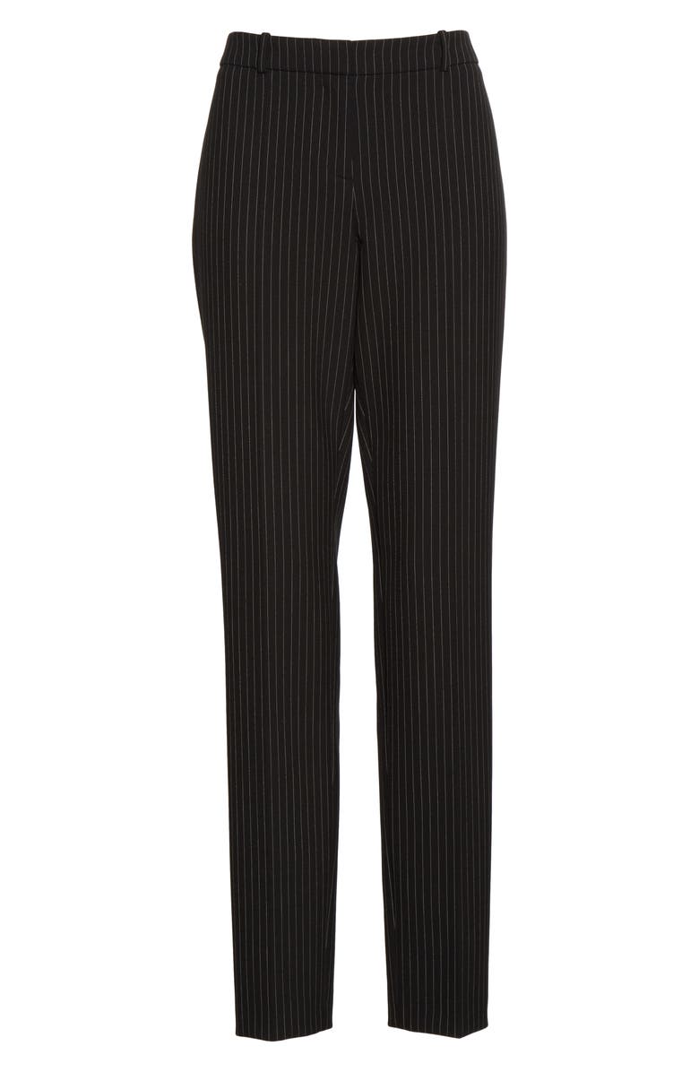 BOSS Tiluna Pinstripe Tapered Leg Ponte Trousers, Alternate, color, 