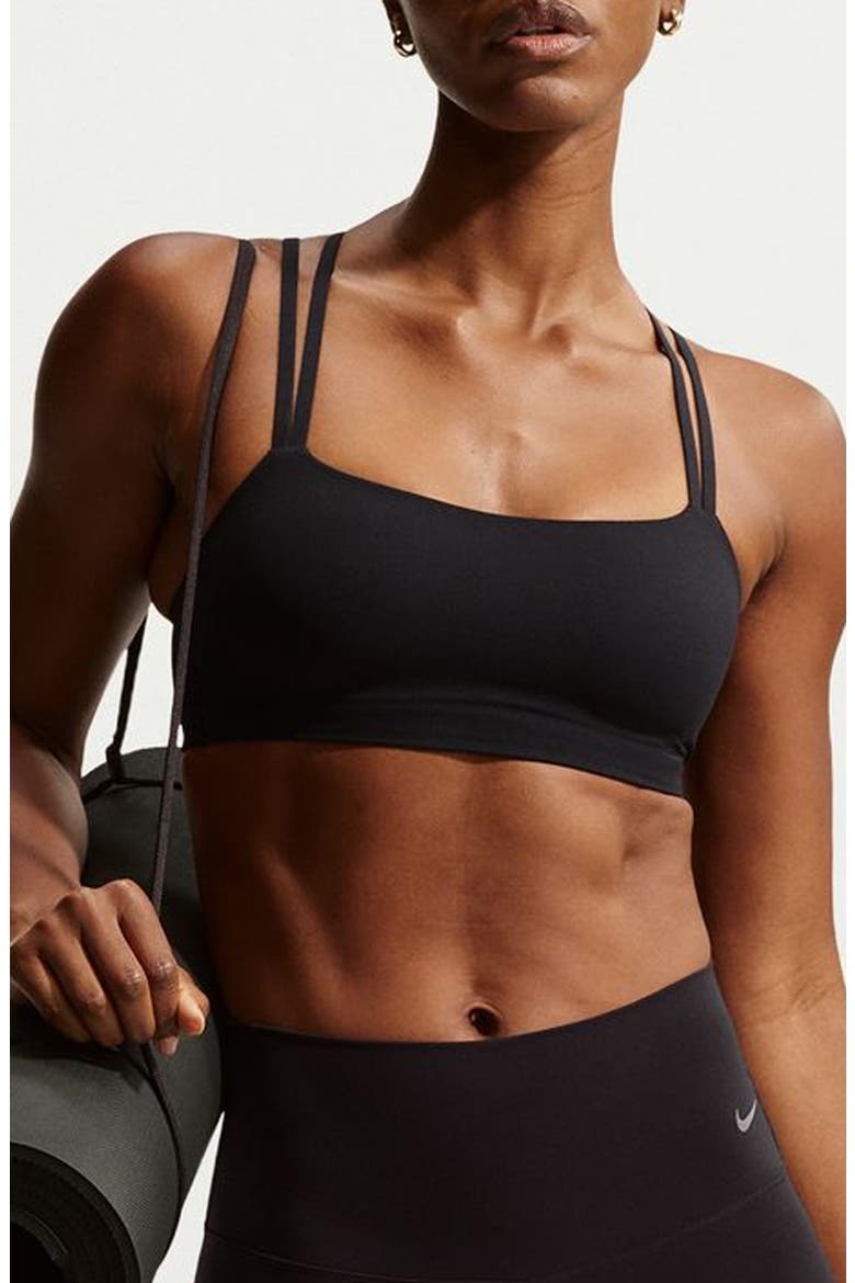 Zenvy Strappy Light-Support Padded Sports Bra, Main, color, BLACK/ GREY
