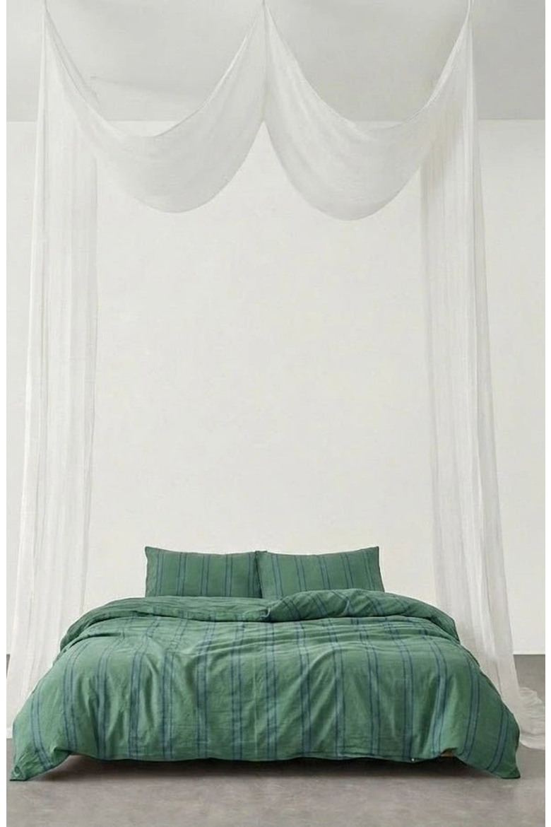 Striped Duvet Cover, Alternate, color, Green Light