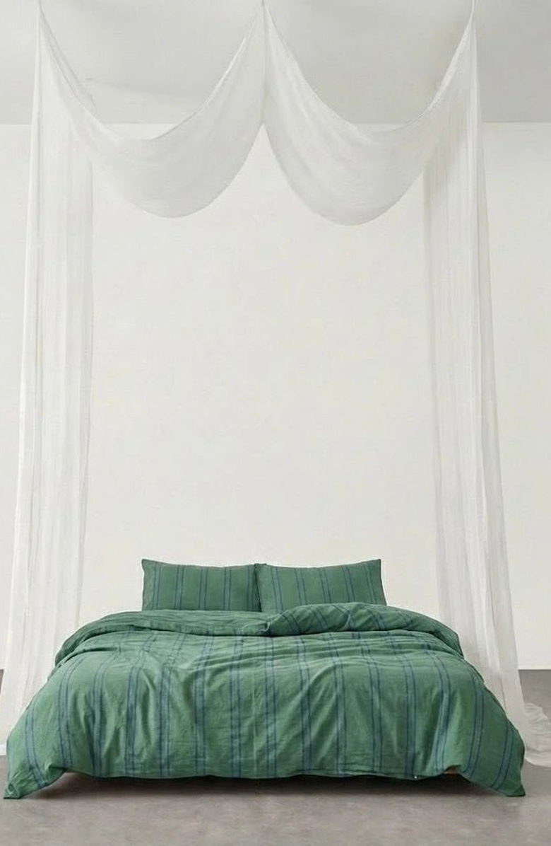 Ever Lasting Striped Duvet Cover, Alternate, color, Green Light