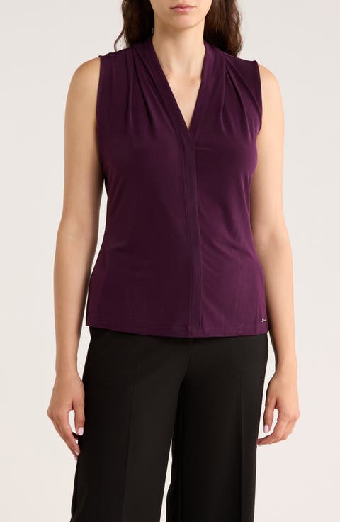 Pleated Neck Sleeveless Top