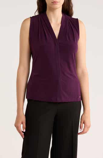 Calvin Klein Pleated Neck Sleeveless Top
