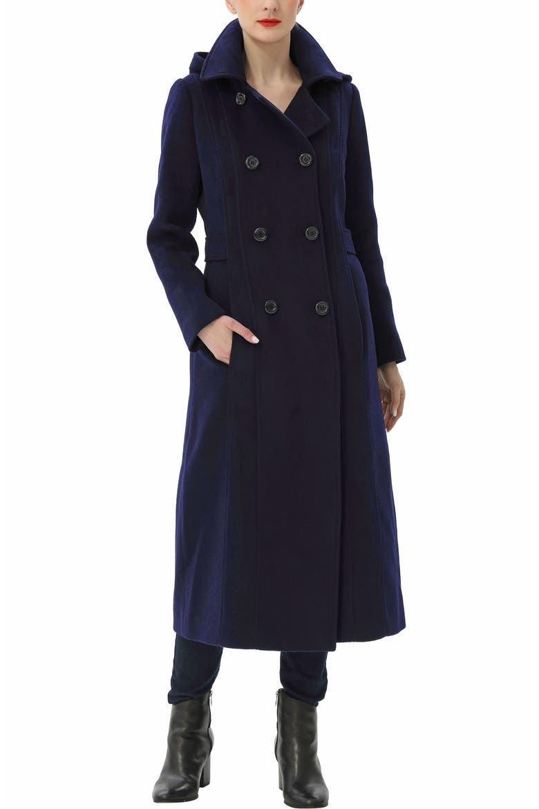 Women's Laila Hooded Wool Coat, Main, color, Navy