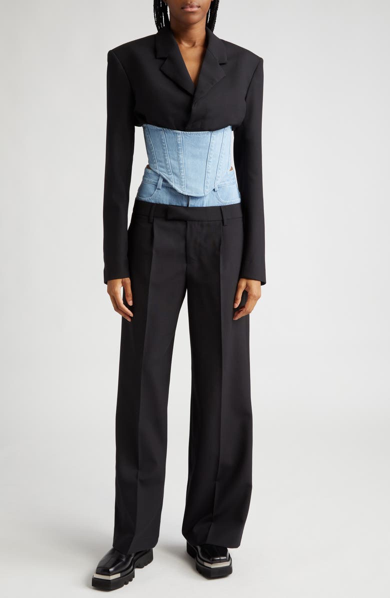 Dion Lee Float Mixed Media Crop Corset Blazer, Alternate, color, 