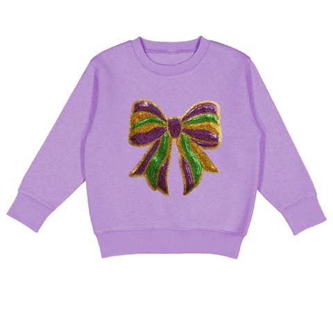 Mardi Gras Sequin Bow Patch Sweatshirt (Baby, Toddler, Little Kid & Big Kid)