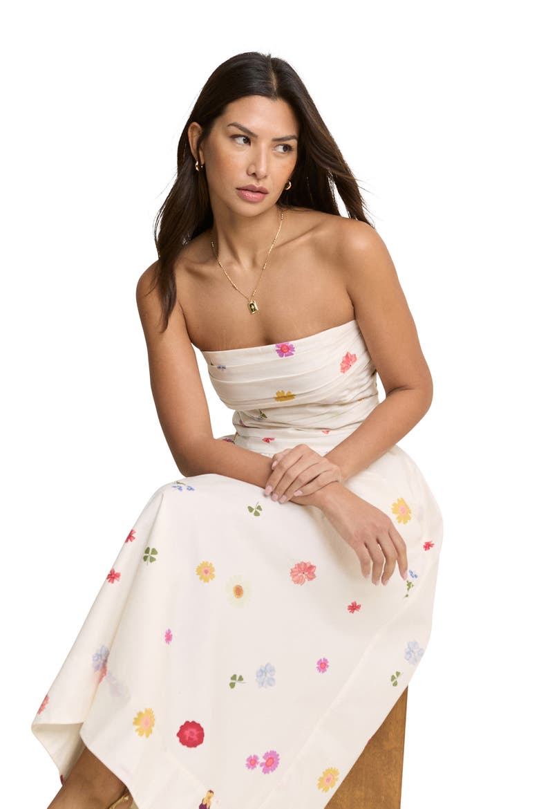 Felicity Floral Print Bandeau Top, Alternate, color, WHITE