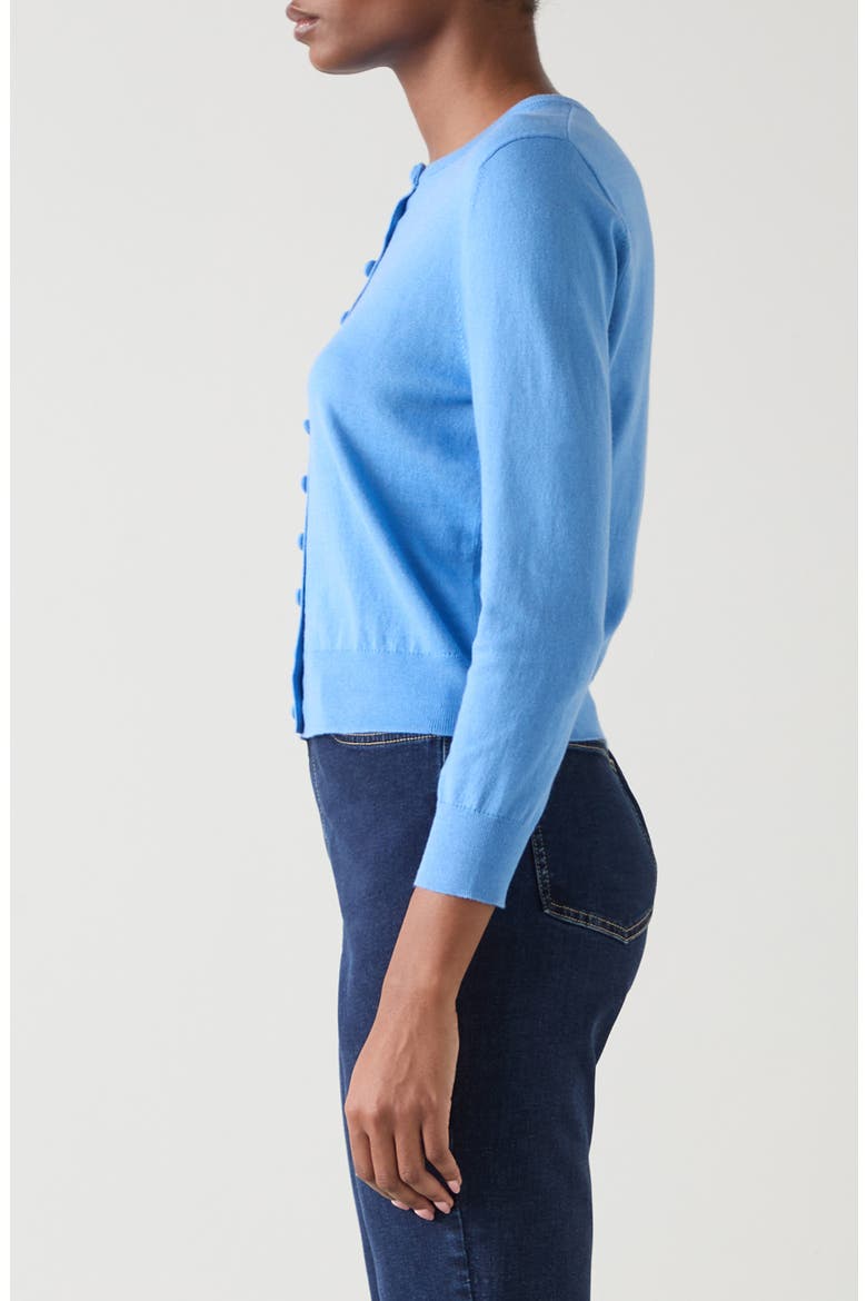 Lottie Fine Cotton & Wool Cardigan, Alternate, color, BLUE