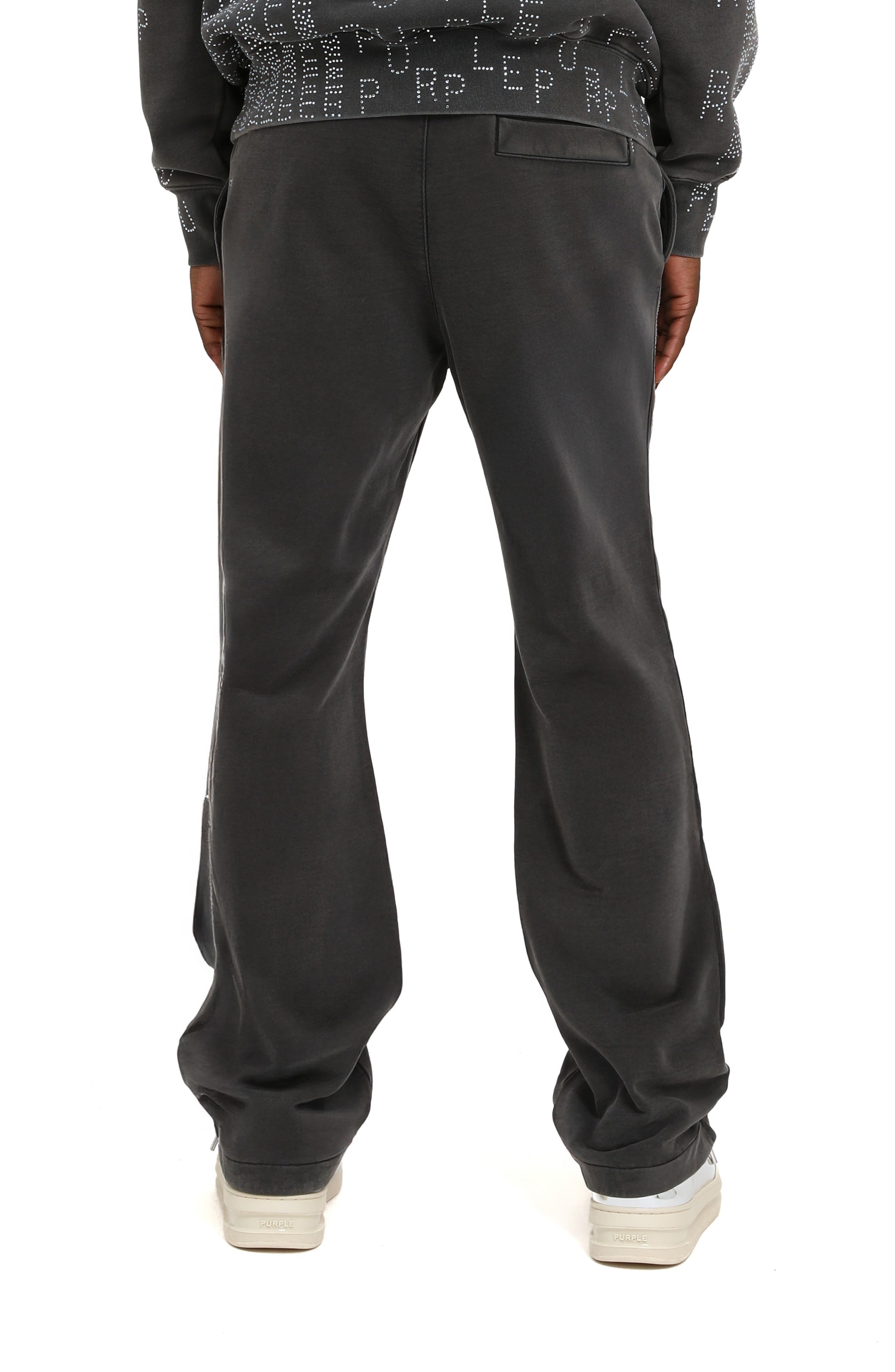 PURPLE BRAND Rhinestone Cotton Fleece Flare Sweatpants (Men ...