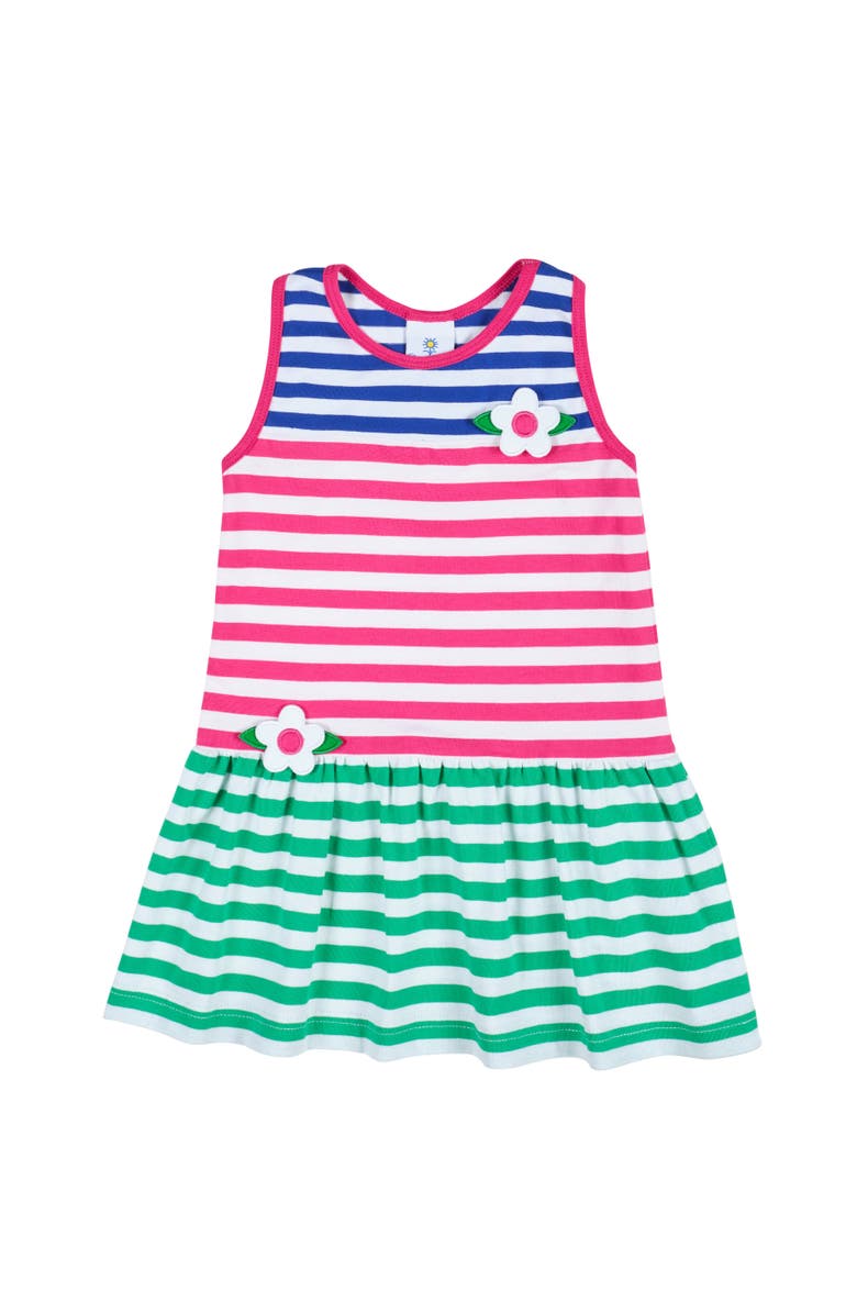 Florence Eiseman Stripe Knit Dress With Flowers, Main, color, Multicolor