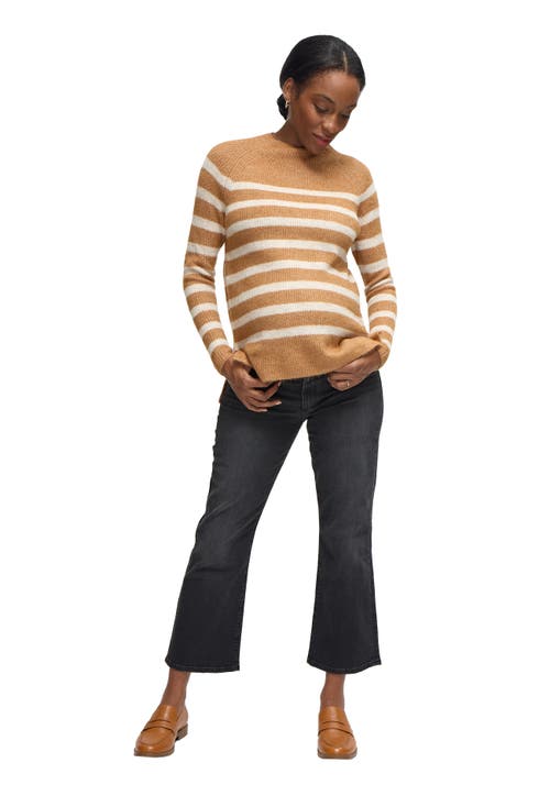 Ingrid & Isabel Raglan Maternity Mock Neck Sweater In Brown