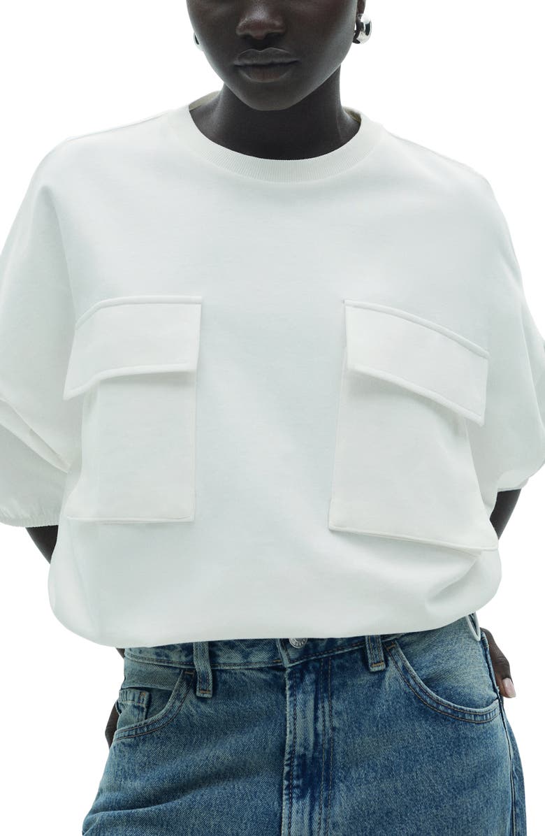 MANGO Oversize Cargo Pocket Cotton T-Shirt, Main, color, 