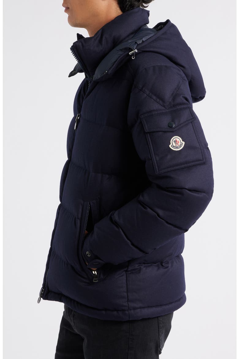Montgenevre Virgin Wool Flannel Down Puffer Jacket, Alternate, color, NAVY