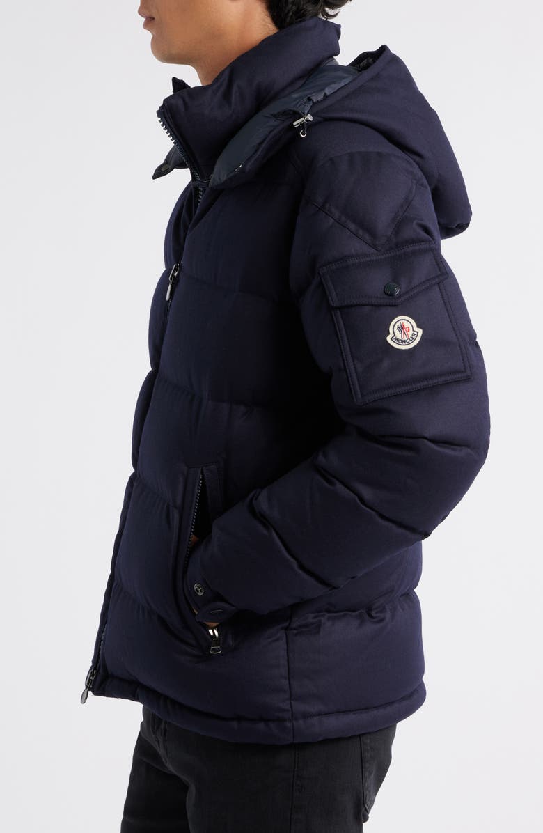 Moncler Montgenevre Virgin Wool Flannel Down Puffer Jacket, Alternate, color, Navy