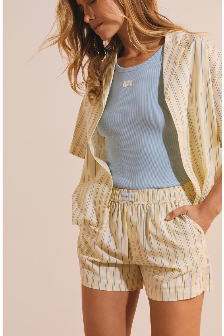 Benicio Cotton Pajama Shorts, Alternate, color, LIGHT YELLOW