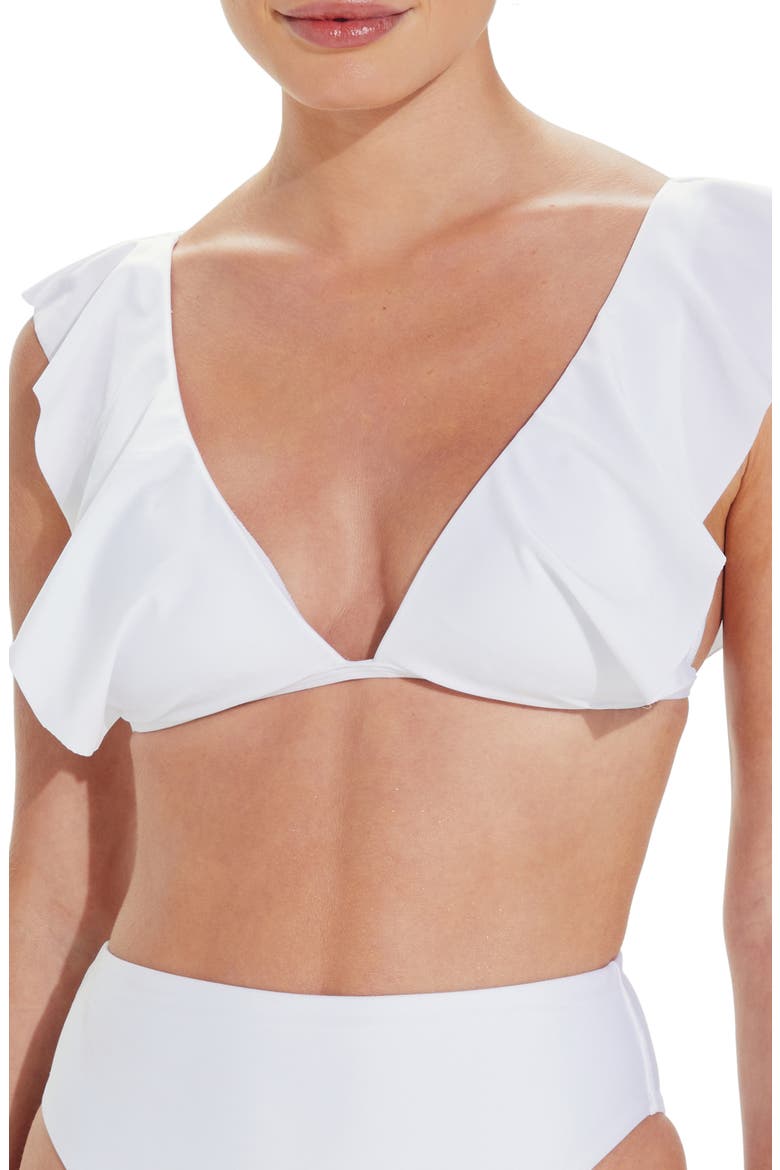 Liz Solid Ruffle Bikini Top, Main, color, WHITE