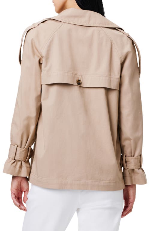 Nic + Zoe Femme Short Cotton Trench Jacket In Dark Chamois