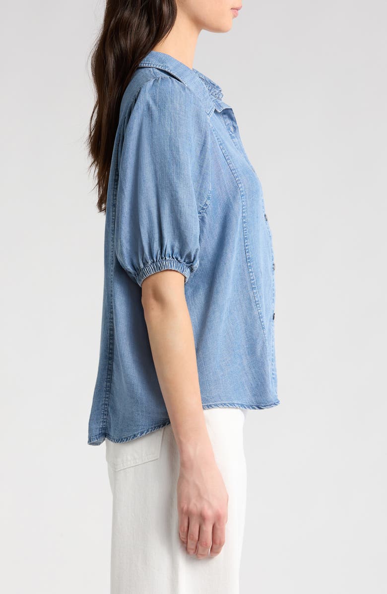 Splendid Violet Puff Sleeve Denim Shirt, Alternate, color, Indigo