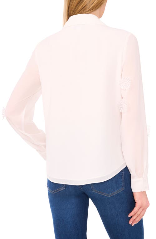 Cece Floral Appliqué Georgette Button-up Shirt