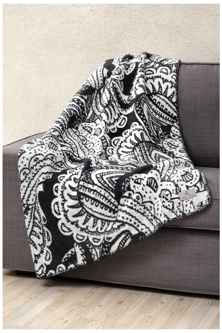 Paisley Throw Blanket, Alternate, color, WHITE