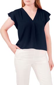 Chaus Print Flutter Sleeve Blouse