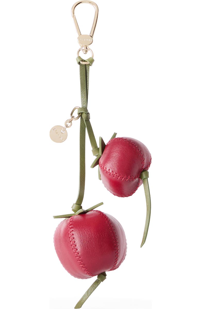 Brahmin Tomato Leather Bag Charm, Alternate, color, Salsa