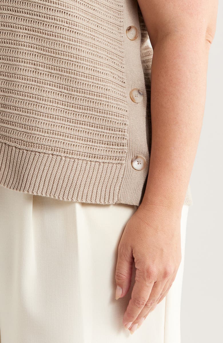 Halogen<sup>®</sup> Open Stitch Side-Button Cotton Sweater Tank, Alternate, color, Taupe Bisque