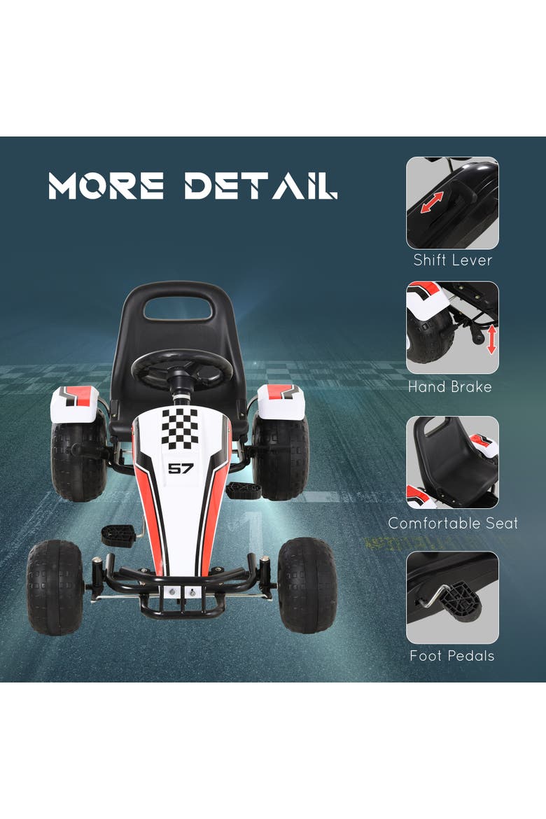 Kids Pedal Go Kart, Racing Style, Alternate, color, White