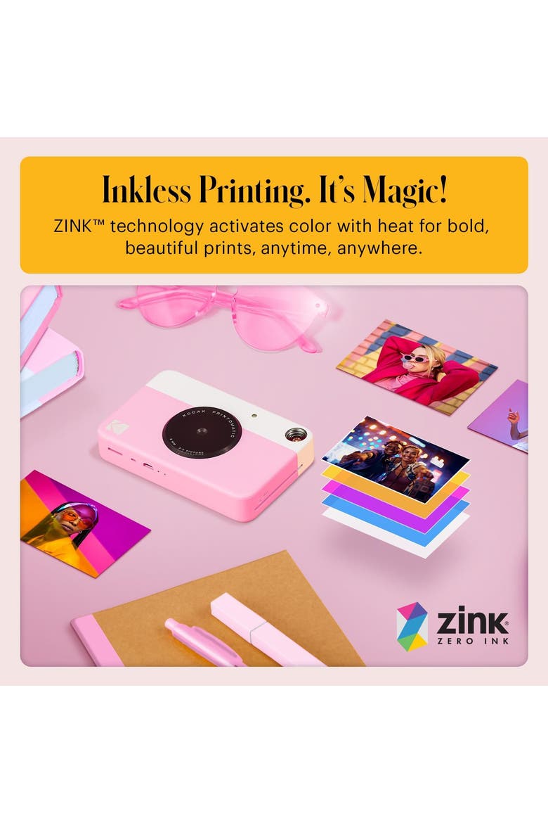 Printomatic Bundle + Pink Case & 20 Zink, Alternate, color, Pink