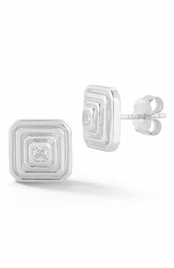 Cubic Zirconia Square Stud Earrings