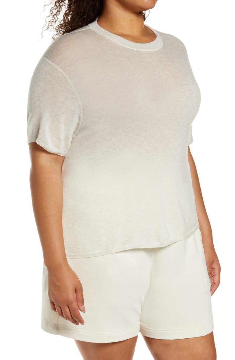 Vince Easy Short Sleeve Wool & Cashmere Blend Sweater, Alternate, color, Heather White