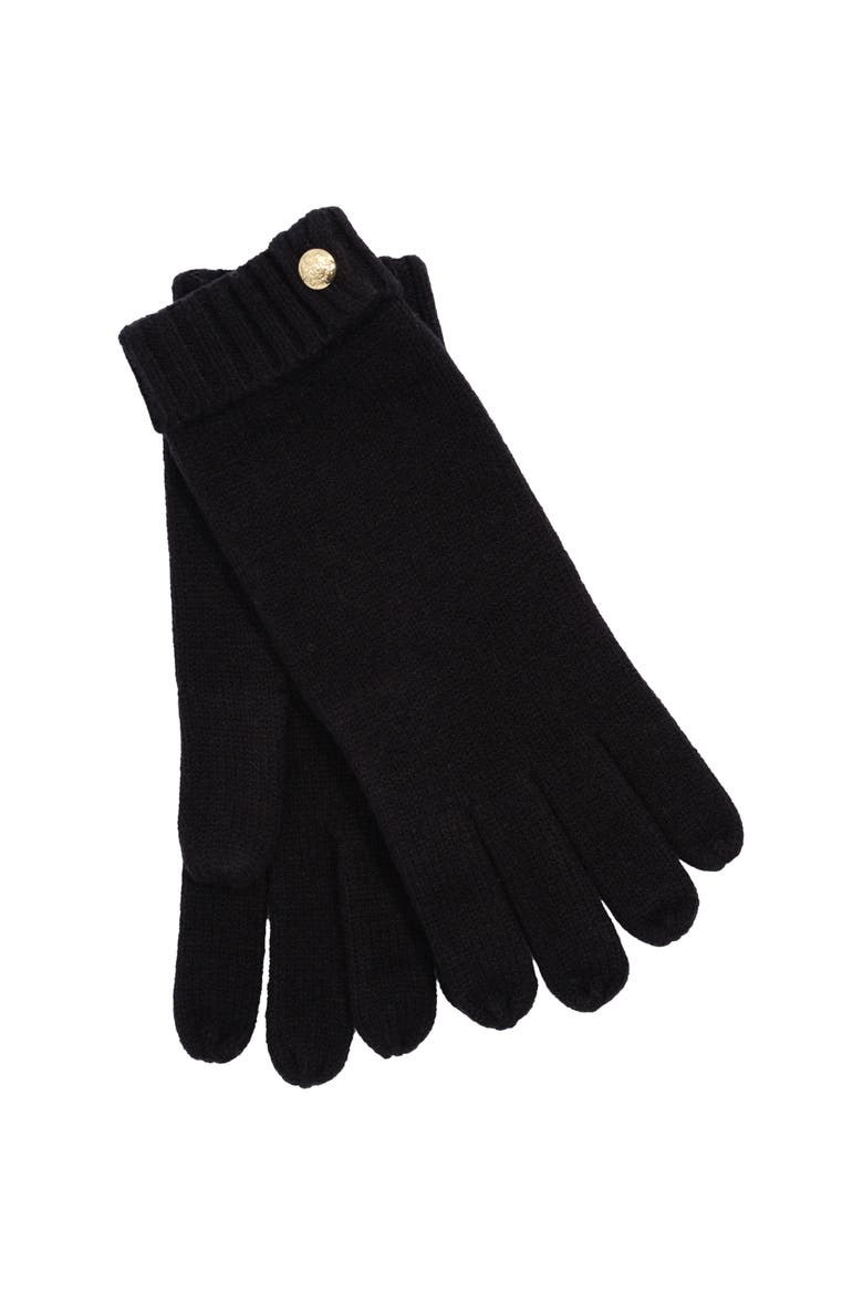 two button knit glove, Main, color, Black