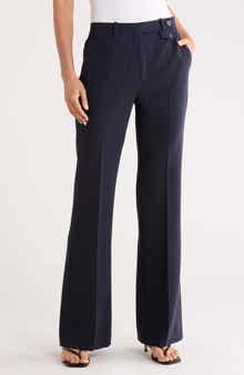 High Waist Flare Leg Crepe Pants