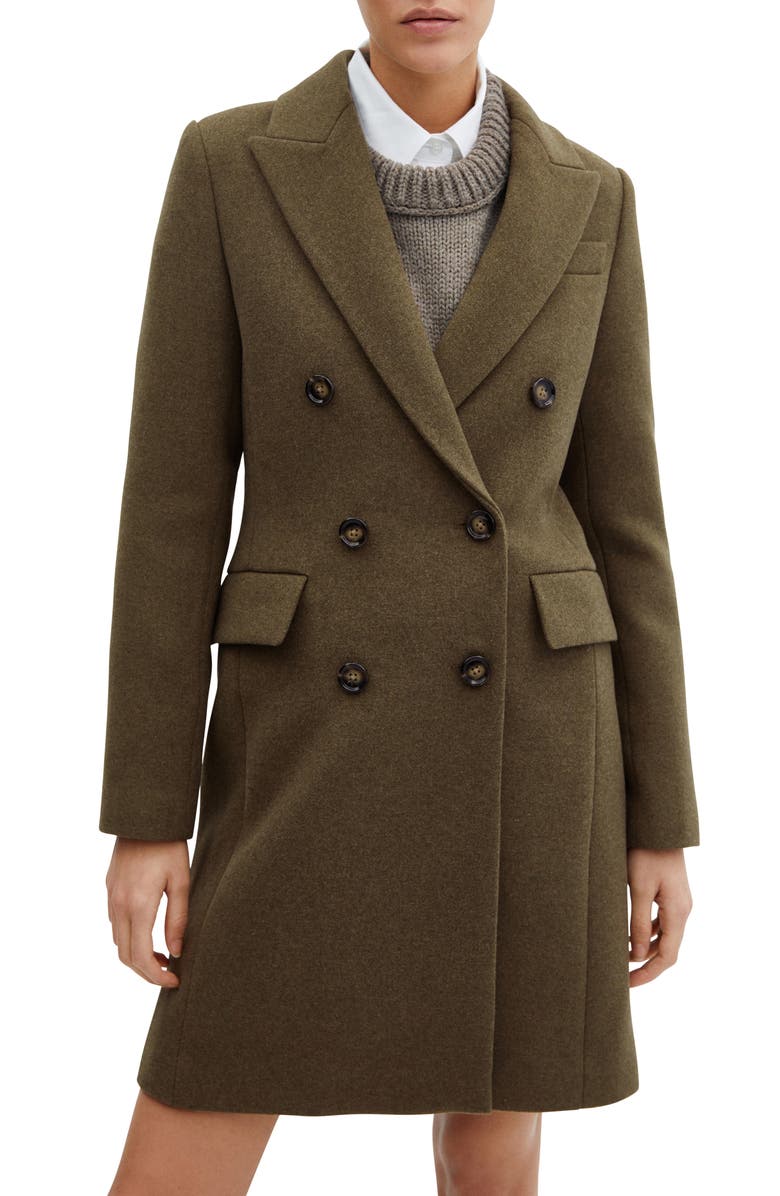 MANGO Double Breasted Longline Coat, Main, color, 