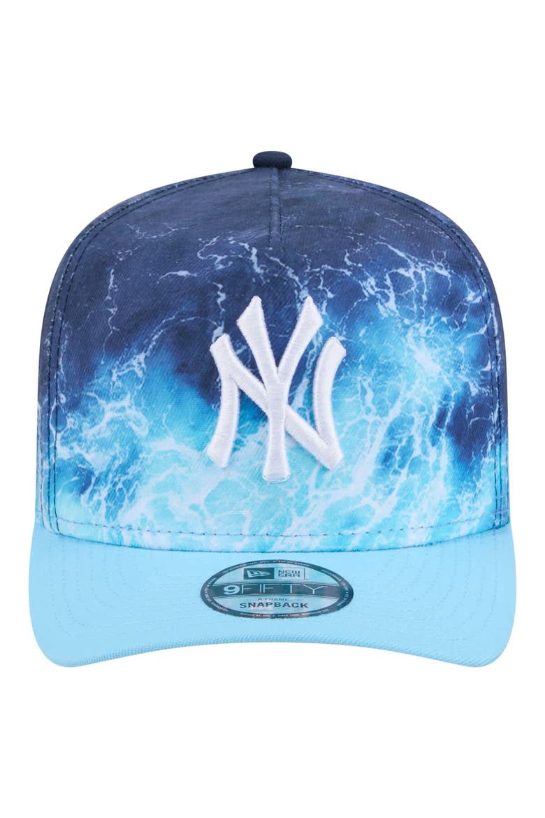 Men's New Era  Light Blue New York Yankees Deep Water Pre-Curved 9FIFTY A-Frame Snapback Hat, Alternate, color, Light Blue