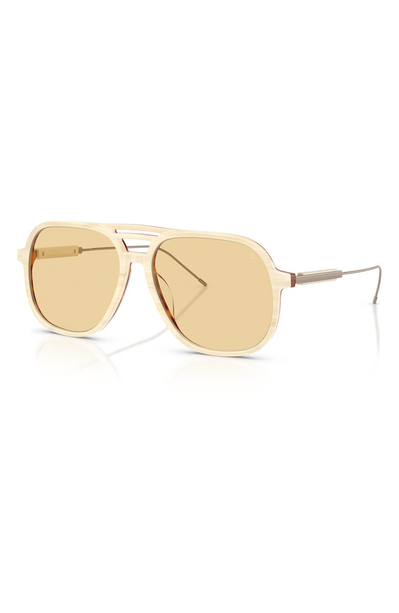 Brunello Cucinelli 57mm Pillow Sunglasses, Alternate, color, Blonde Havana/ Yellow