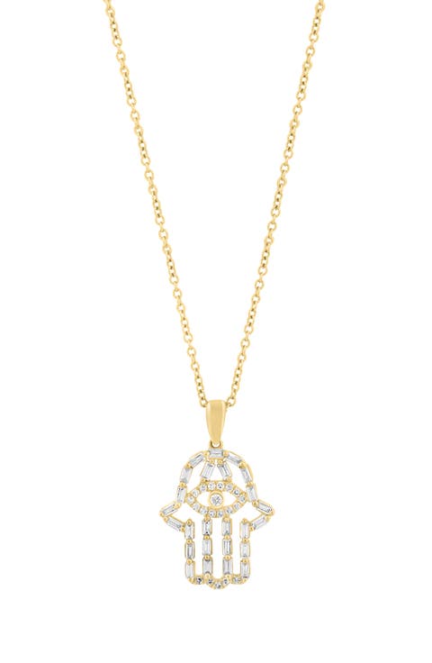 Diamond Hamsa Pendant Necklace