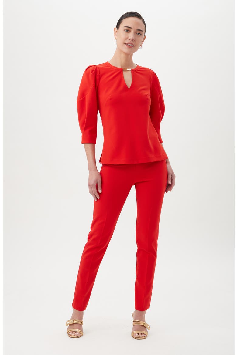 Emiko Puff Sleeve Top, Alternate, color, REINA RED
