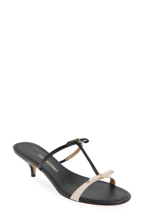 シューズ・サンダルその他 FERRAGAMO Woman Heeled sandals Black 01H441 769054 001 Salvatore Ferragamo Black Satin Embellished Heel Ankle Strap