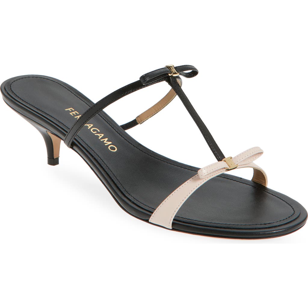 Ferragamo Abili Bow Kitten Heel Sandal