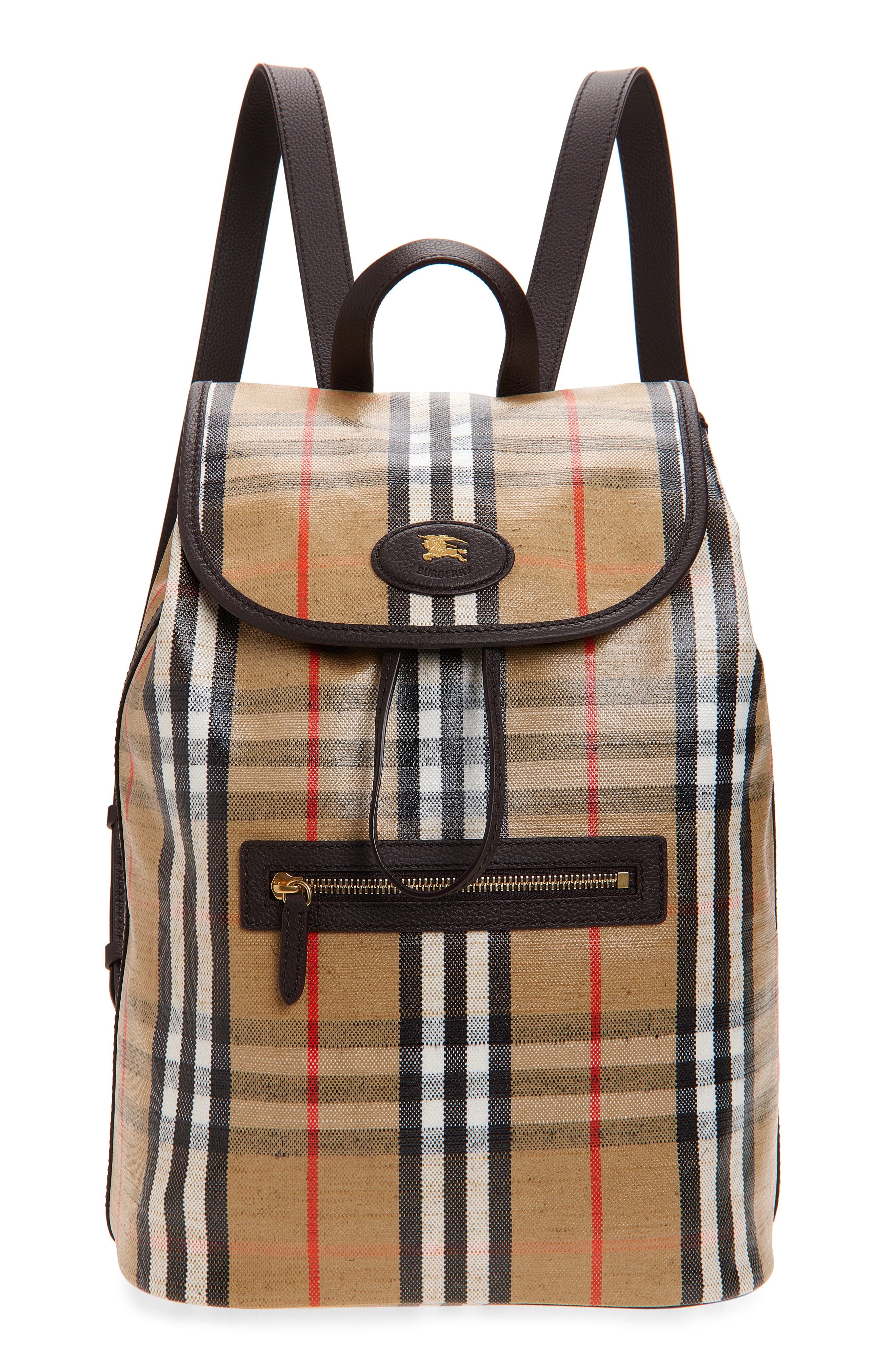 Burberry Highlands Check Coated Canvas Backpack, Main, color, Sand