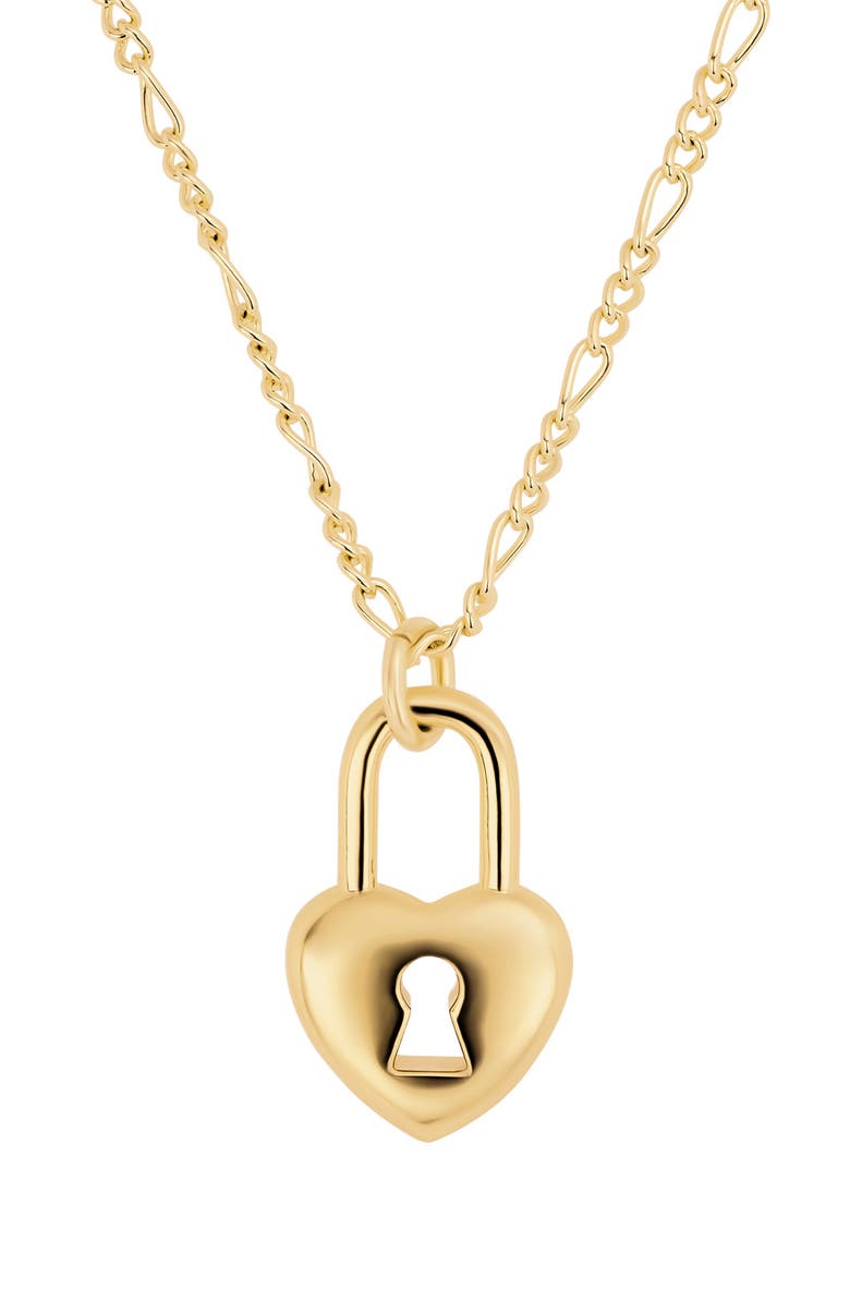 ATHRA LUXE Modern Muse Heart Lock Figaro Necklace, Main, color, Gold